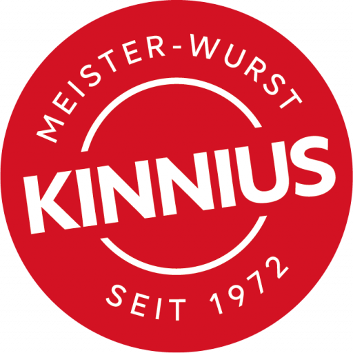 Das rote, runde Logo von Kinnius.